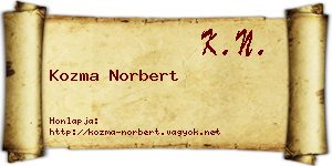 Kozma Norbert névjegykártya